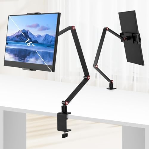 モバイルモニタースタンド タブレットスタンド スマホスタンド 多機種対応 携帯 スマホアーム 360自由回転 土台強化 安定性 フレキシブルアーム付き 安定 折りたたみ 幅広い互換性 床置き 卓上|NeoMart
