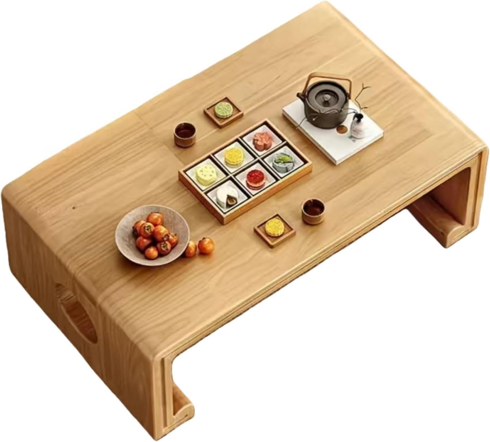 ちゃぶ台 畳 ローテーブル 和室 センターテーブル 無垢材 クッション付き 四角 丸い角 厚い手 頑丈 耐荷重 耐摩耗 おしゃれ 和風 コンパクト インテリア 榻榻米 バルコニー リビング オフィス 茶屋 屋内 贈り物 業務用 家庭用 完成品 (,60*40*30)｜NeoMart