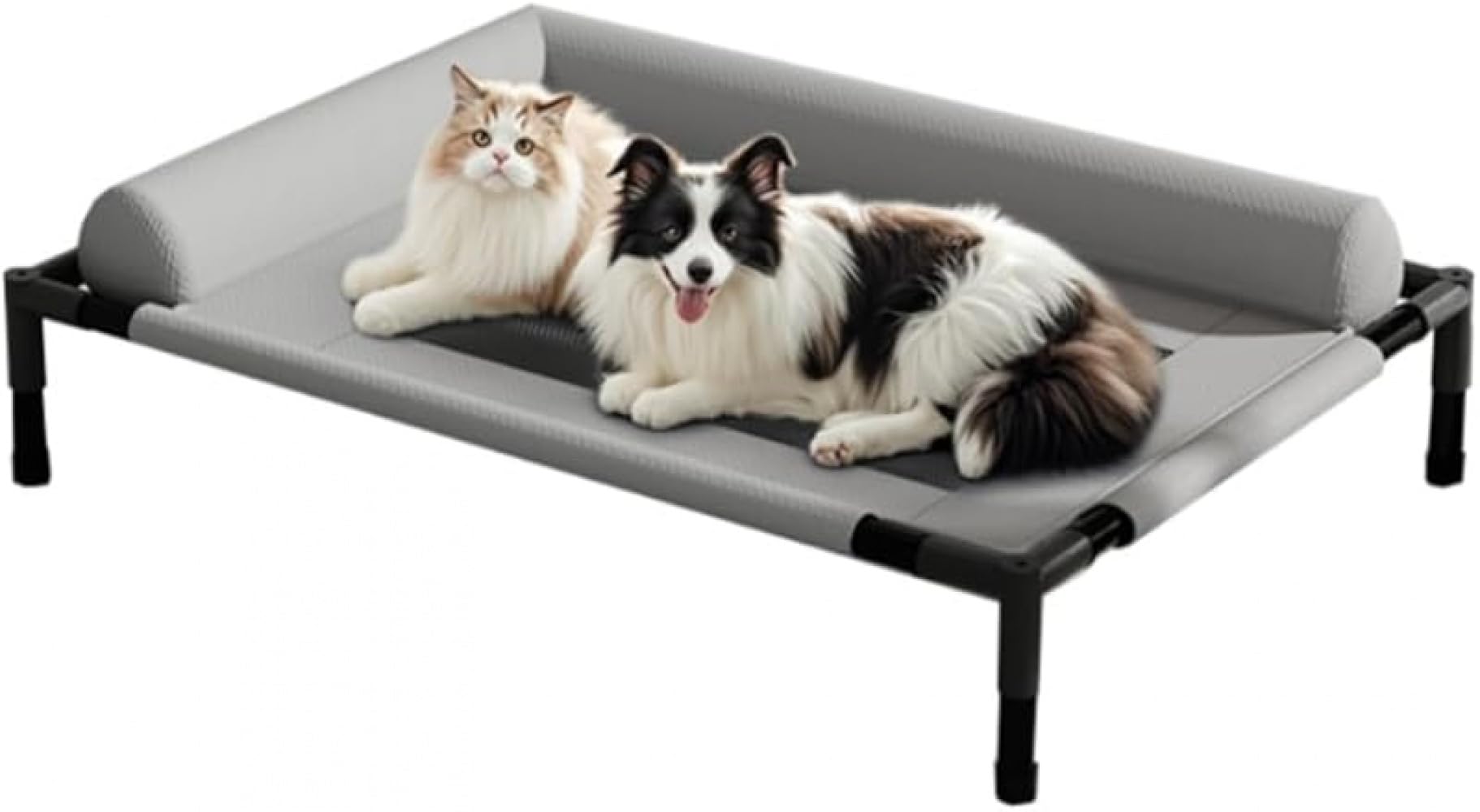 床から浮かせてムレ知らず！防湿メッシュ＆洗えるカバー付きペットソファベッド（中小犬猫用／工具不要組立）。リビングに馴染むソファ風デザインで夏涼しく冬暖かい。 (グレー,66*45*17)｜NeoMart