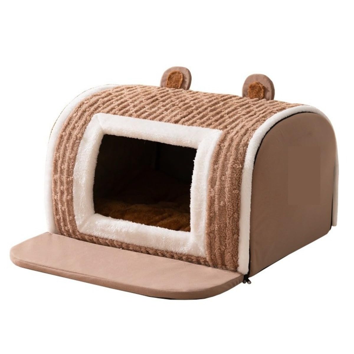 ペットハウス 犬ハウス 猫ハウス ペットベッド 犬ベット ドーム型 中型犬 大型犬 水洗える 収納可能 保温防寒 使いやすい 耐洗い 室内 秋冬用 (,ブラウン)｜NeoMart
