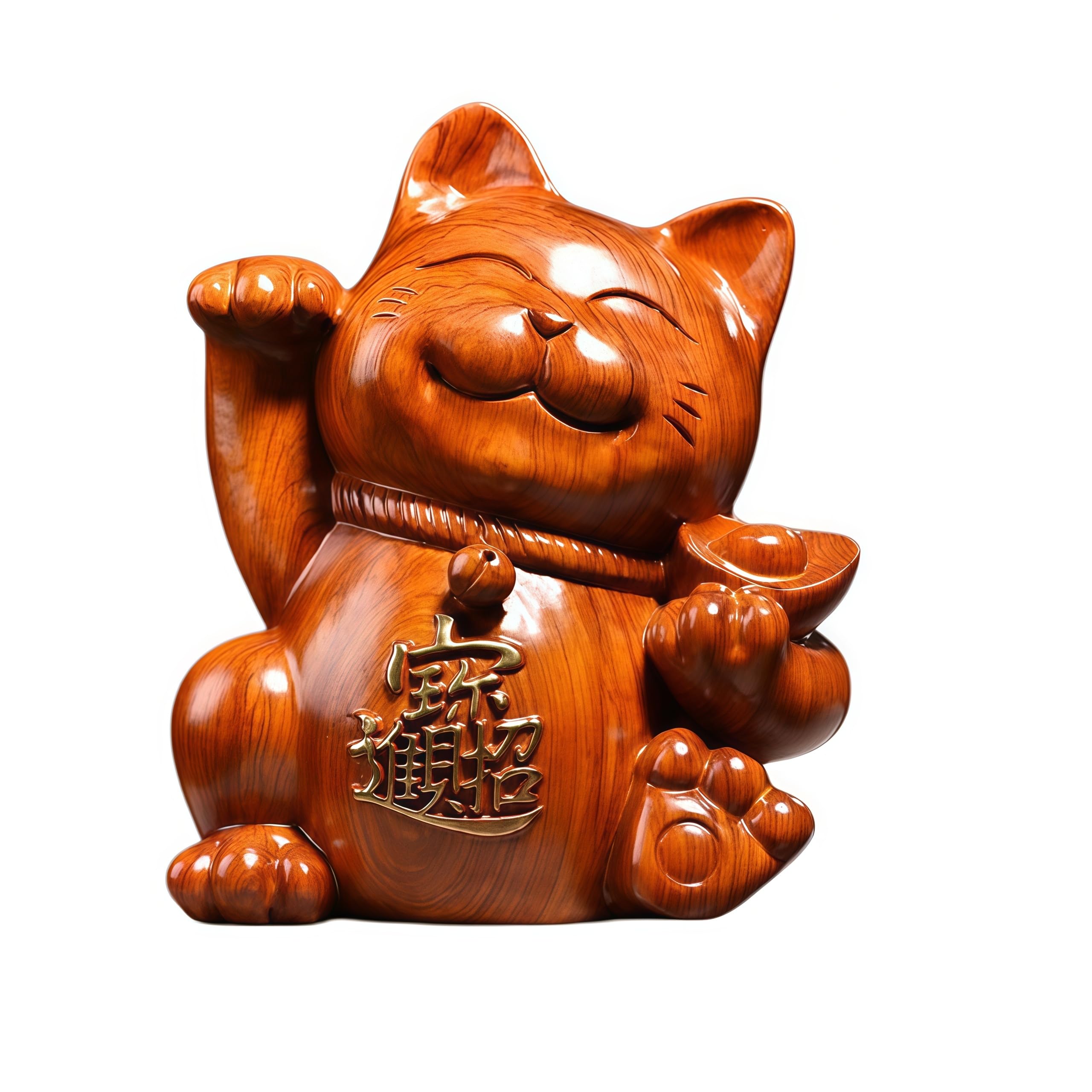 招き猫、木彫り、置物、飾り、招福・運気上昇寓意・金運、開店祝い、周年祝い用、マスコット、インテリア、まねきねこ、おしゃれ、多場所適用、商業スペース、自宅、オフィス、贈り物にも最適 (ローズウッドの招き猫,高さ25)|NeoMart