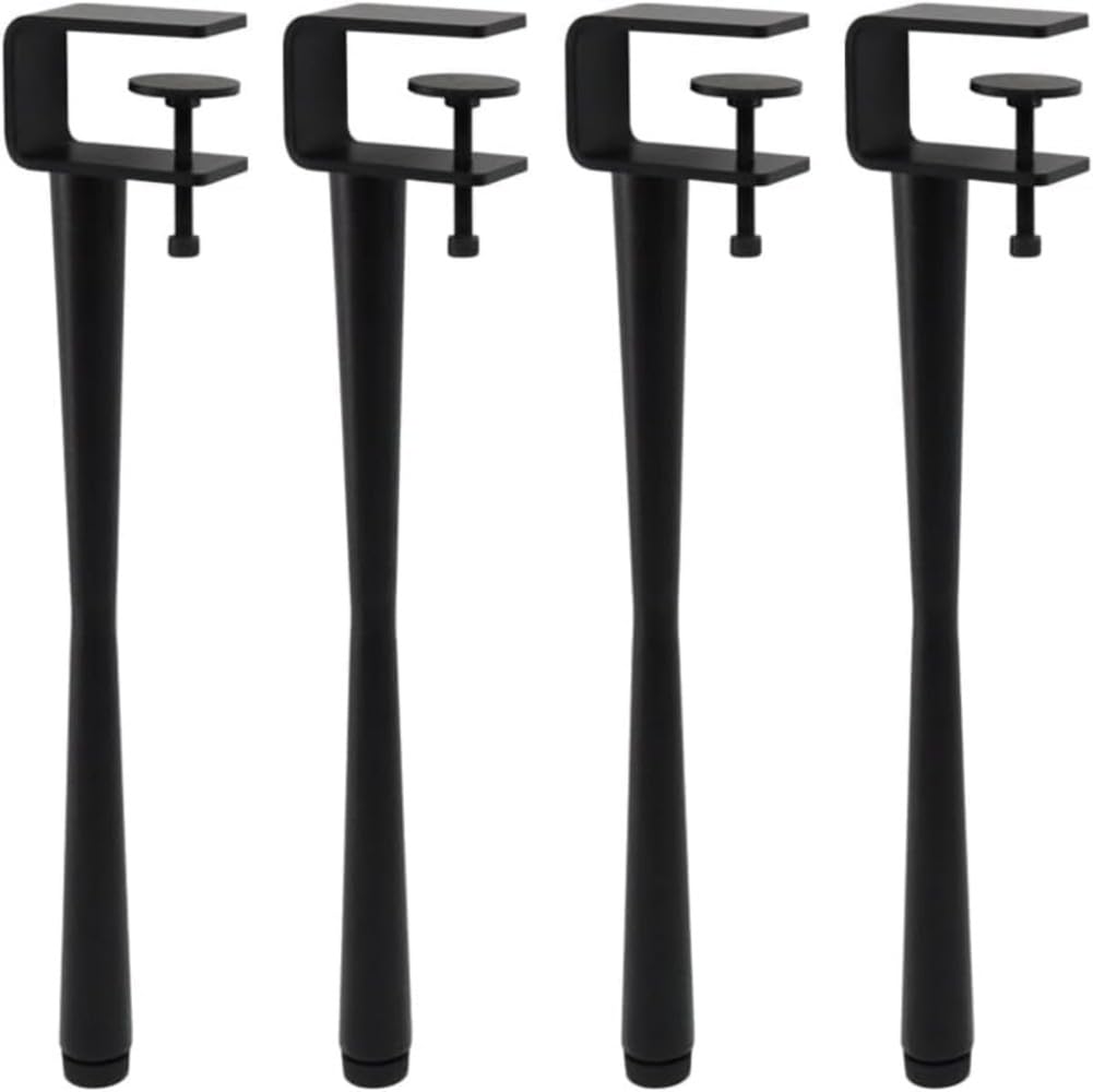 テーブル脚 4本セット クリップ式 穴あけ不要 高さ調整 金属製 家具脚 デスク脚 耐荷重 (45,ブラック)|NeoMart