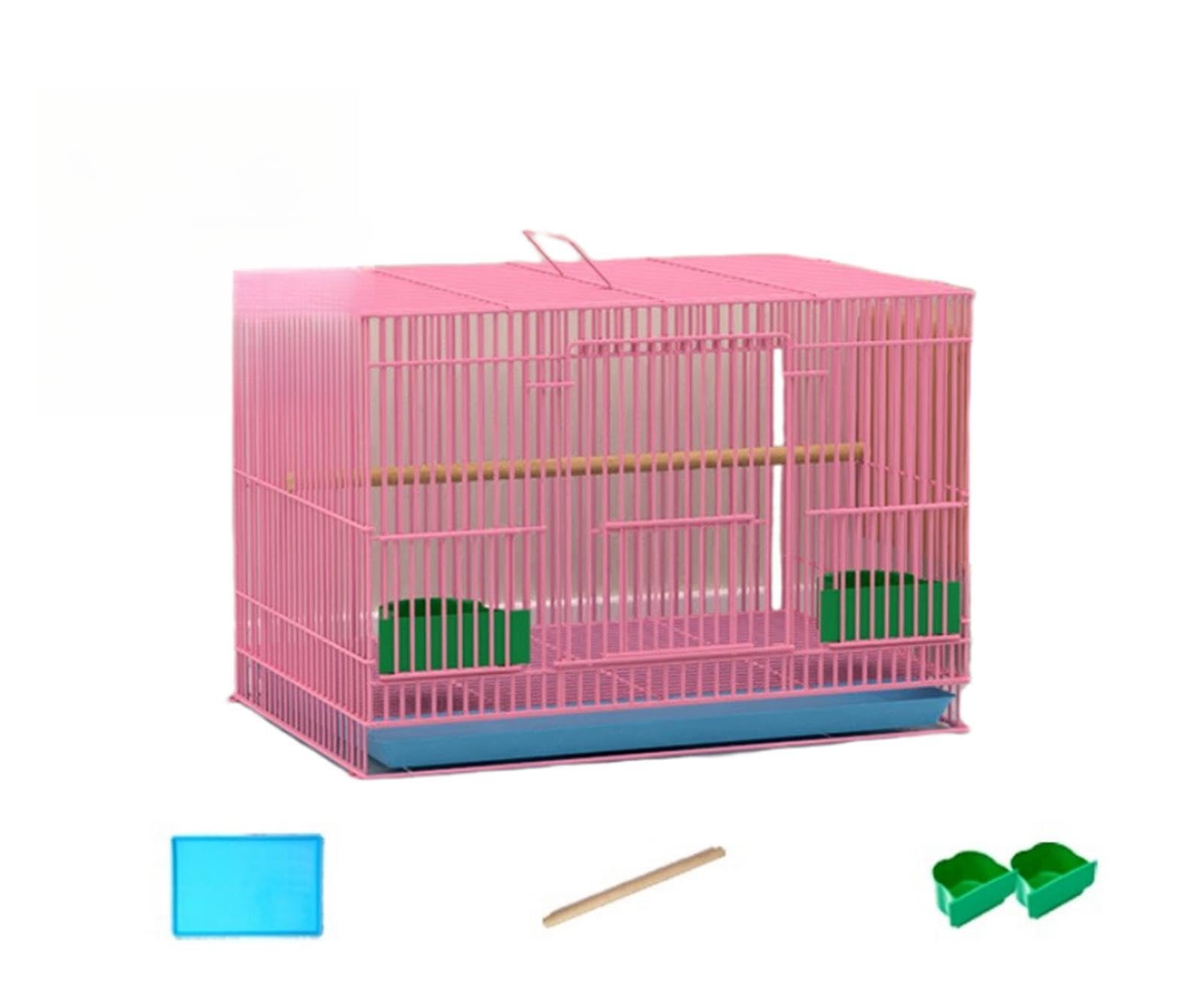 鳥籠 鳥かご インコ おしゃれ 鳥 籠 インコ 鳥かご ケージ 大型 鳥かご ケージ ステンレス 安い 鉄製の鳥かご 室内旅行用のオウムのかご うさぎのリス 3サイズ 手乗り 小鳥 ケージ ゲージ セキセ イインコ 鳥小屋 持ち運び 鳥ケージ 鳥キャリー (ピンク,60*40)|NeoMart