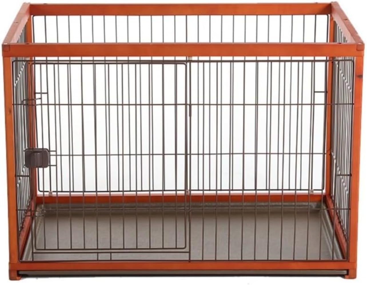 ペットサークル 犬用ケージ 屋根付きゲージ トイレトレーニング対応 木製風デザイン 室内用 小型犬 中型犬 安全安心 快適ペット空間 (01 コーヒーレッド)|NeoMart