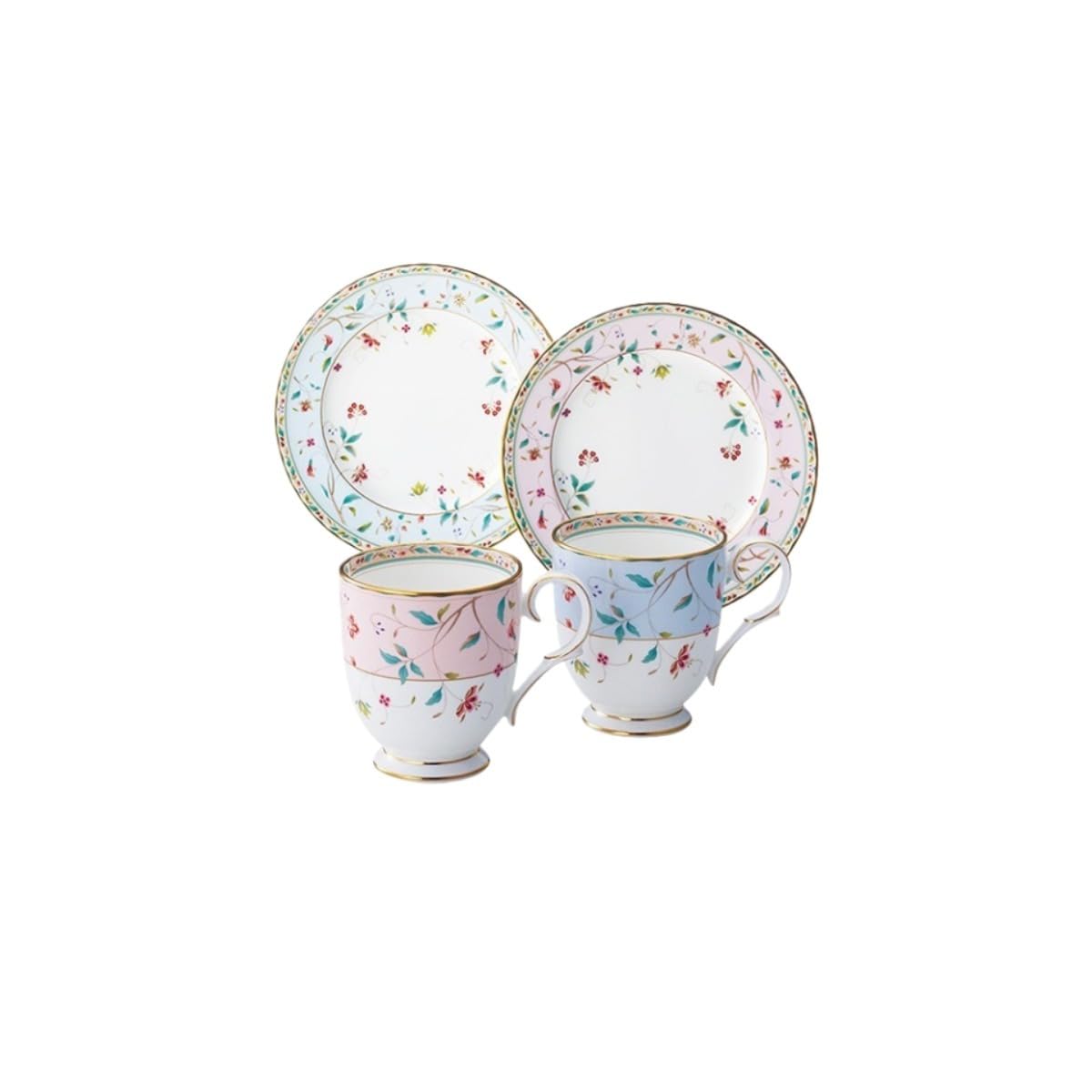ノリタケ 花更紗シリーズ 骨磁器マグカップ ギフトボックスり クールフレッシュデザイン ミルク・カップル向け 家庭用水杯 (花,4点セット) []｜NeoMart