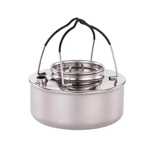 キャンプケトル ステンレス 800ml 直火対応 軽量 コンパクト ティーポット コーヒーポット 湯沸かし アウトドア キャンプ 登山 ソロキャンプ 釣り 屋外 ピクニック バーベキュー 調理器具 耐熱 ハンドル付き 持ち運び便利 シルバー|NeoMart