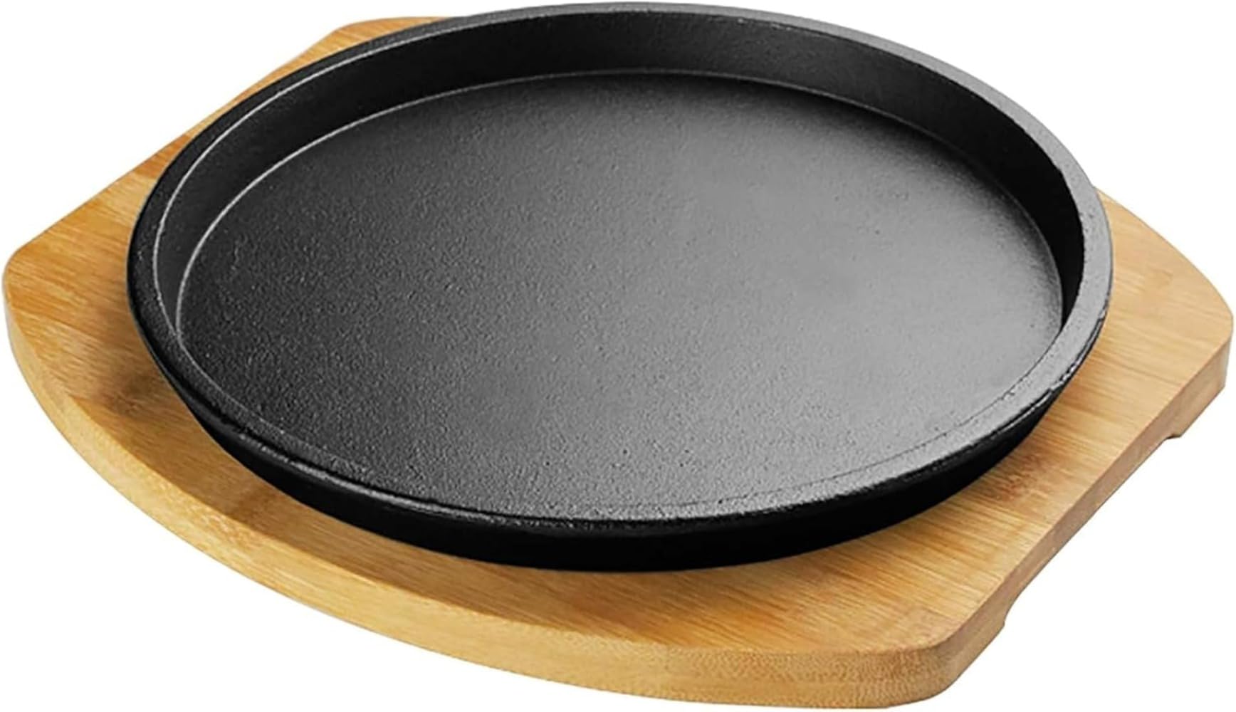 ステーキ皿 鉄板 丸型 28cm キャストアイアン 鋳鉄製 木製プレート付き セパレート式 本格 鉄皿 ステーキ プレート ハンバーグ 鉄器 お家カフェ 居酒屋 レストラン 飲食店 業務用 家庭用 肉料理 厚手 鉄分補給 蓄熱性 保温 直火|NeoMart