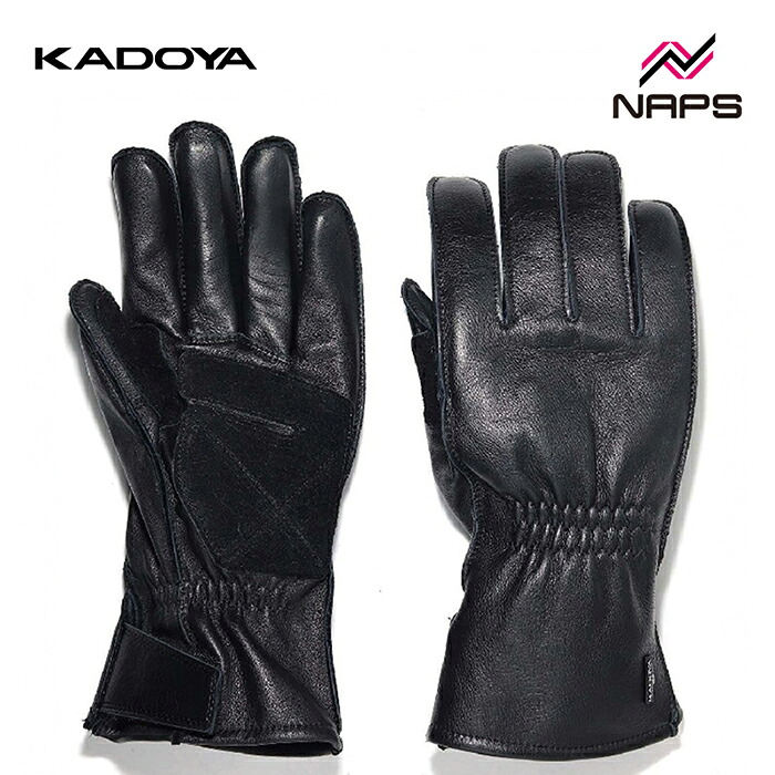 KADOYA カドヤ 3312 NKG-1 レザーグローブ ブラック 3シーズングローブ メンズ シンプル 日本製 本革 牛革 バイク用