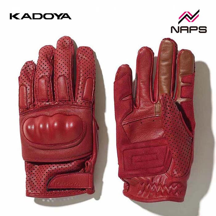 KADOYA カドヤ 3353 NKG-SP2 レザーグロープ ワイン レディース 女性用 パンチングレザー サマー 春夏 ショート ナックルガード 本革 牛革 山羊革 ゴートスキン スマホタッチ バイク用
