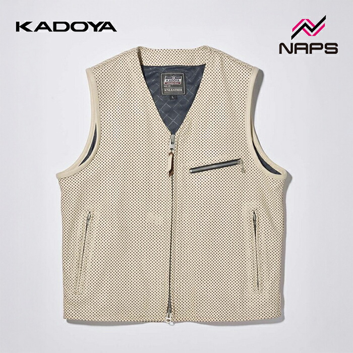 KADOYA カドヤ 0524 PL-RIDERS VEST レザーライダースベスト アイボリー
