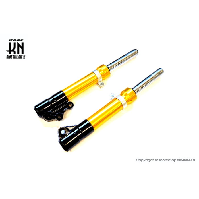 KN企画 フロントフォーク 【ブラック/ゴールド】 スーパーJOGZR/リモコンJOGZR【前期】】｜ナップス店