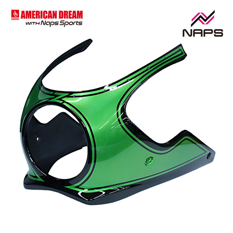 アメリカンドリーム × Naps Sports Z900RS用カフェレーサーカウルKIT Type-2 '25 グリーンボール メタリックディアブロブラック × キャンディライムグリーン (17K)
