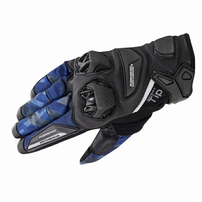 KOMINE コミネ GK-234 プロテクトレザーメッシュグローブ Plaid Navy