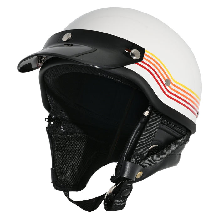 MARUSHIN マルシン MCH5 MZ-HALF (エムゼットハーフ) ハーフヘルメット フリーサイズ (57-60cm未満) オレンジストライプ ホワイト｜ナップス店