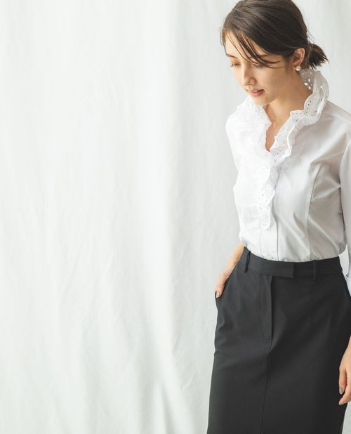 楽天市場 セール 30 Off カットレース２重フリル七分袖ブラウス レディース トップス 大きいサイズ エレガント 華やか ホワイト 白 ブラック 黒 ナラ カミーチェ Naracamicie 公式 ナラカミーチェオンラインショップ