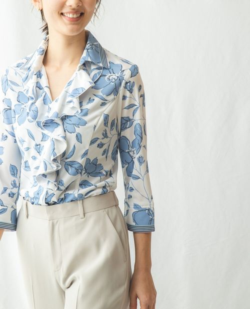 楽天市場 30 Off フラワープリント2wayカットソープルオーバー レディース トップス ブラウス 花柄 ストレッチ イエロー ブルー ナラ カミーチェ アウトレット Naracamicie Outlet ナラカミーチェオンラインショップ