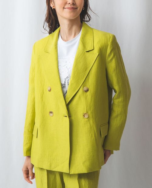 ★7/22~新規限定15%OFFクーポン★【期間限定タイムセール70%OFF】《 【 セットアップ スーツ 対応】麻混 ダブル ジャケット 》【 ナラカミーチェ 公式】 レディース アウター ダブルブレスト 着心地良い ナラカミ 送料無料|ナラカミーチェオンラインショップ