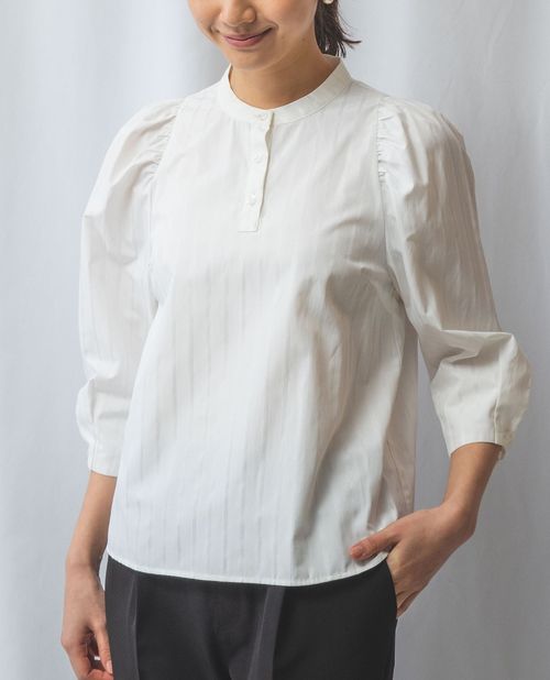 【50%OFF】《 シャドー ストライプ バンドカラー ブラウス 》 【 ナラカミーチェ 公式】 レディース トップス ボリューム袖 プルオーバー ナラ カミーチェ ナラカミ NARACAMICIE アウトレット 送料無料