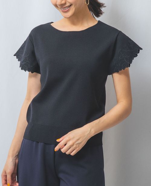 【50%OFF】《 NERO 刺繍 フレンチPO 》 レディース トップス プルオーバー 半袖 ブラウス フラワー ブラック 黒 ナラ カミーチェ NARACAMICIE ナラカミ アウトレット 送料無料 8,580円