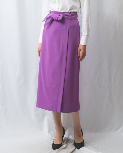 ★開始28h！20%OFFクーポン配布中★【期間限定60％OFF】《フェイクラップ スカート 》 レディース ボトムス 共布ベルト Aライン グリーン パープル ブラック ナラ カミーチェ NARACAMICIE アウトレット 送料無料 7,603円