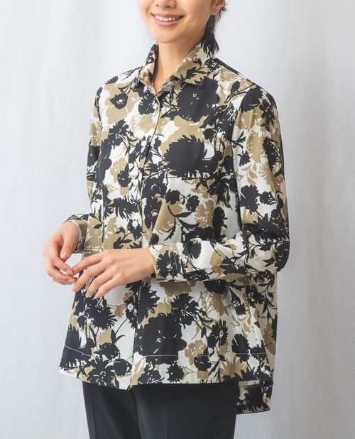 ★7/22~新規限定15%OFFクーポン★【期間限定タイムセール60%OFF】《フラワー モチーフ 長袖 シャツ 》 レディース トップス チュニック ゆったり 花柄 柄違い ナラ カミーチェ NARACAMICIE アウトレット 送料無料|ナラカミーチェオンラインショップ
