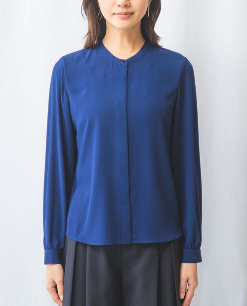 【50%OFF】《ケープ付きジョーゼット 長袖 バンドカラー ブラウス 》 レディース トップス フェミニン リボン 大きいサイズ ナラ カミーチェ NARACAMICIE ナラカミ アウトレット 送料無料