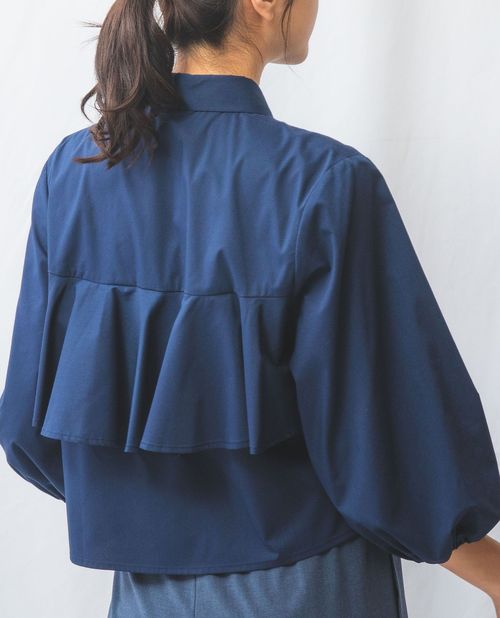 【50%OFF】《バックフリル 七分袖 ブラウス 》レディーストップス シャツ フリル ふっくら袖 大人可愛い 羽織り ナラ カミーチェ NARACAMICIE ナラカミ アウトレット 送料無料