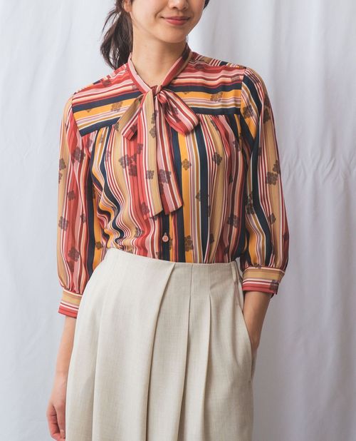 楽天市場】【50%OFF】《GENIUS マルチストライプ フリル 半袖 ブラウス