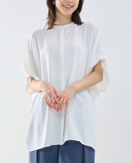 【再値下げ★50%OFF】《半袖テントライン ブラウス 》 レディース トップス テントライン ゆったり とろみ 落ち感 【 ナラカミーチェ 公式】 ナラ カミーチェ 送料無料|ナラカミーチェオンラインショップ