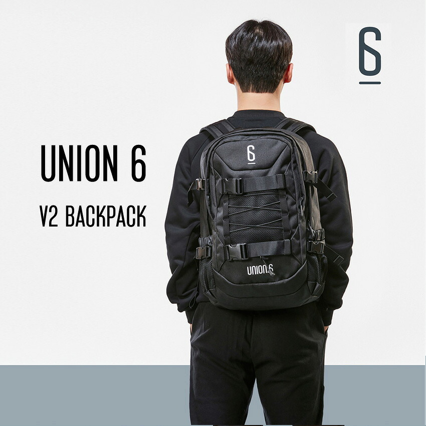 リュック 大容量 レディース　メンズ　UNION.6 ユニオンシックス 2段収納　V2バックパック　リュック大容量　アウトドア　ストリート　ブラック　男女兼用　ユニセックス　撥水　韓国ファッション　韓国ブランド