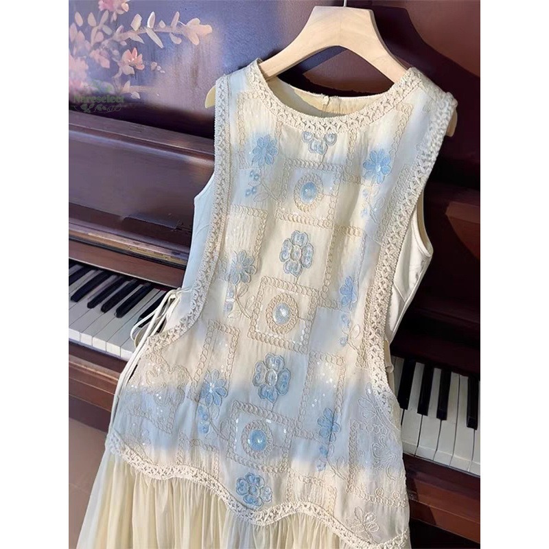 フレンチ 高級感 刺繍 ウェストイン ワンピース 夏 デザイン レース 透け ・靭接ぎ パーティー 結婚式 フォーマル 大人 レディース 送料無料 ギフト プレゼント