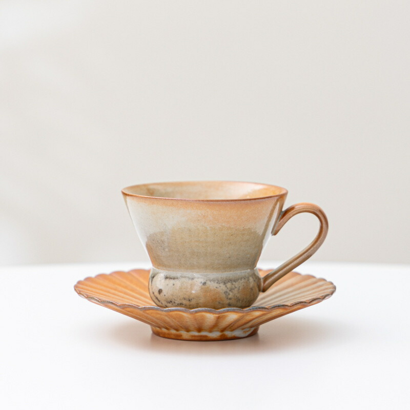 コーヒーカップ 手工芸 粗陶土コーヒーカップ ひょうたんペアセット 保温性あり（自然釉薬仕上げ） 4,000円