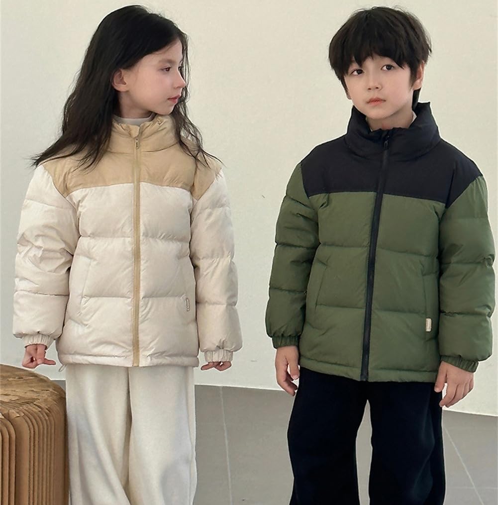 中綿ダウンコート ダウンジャケット 子供服 男の子 女の子 中綿ジャケット 立ち襟 厚手 保温性 暖かい トップス カラーマッチング カジュアル ポケット ガールズ ボーイズ 普段着 入園
