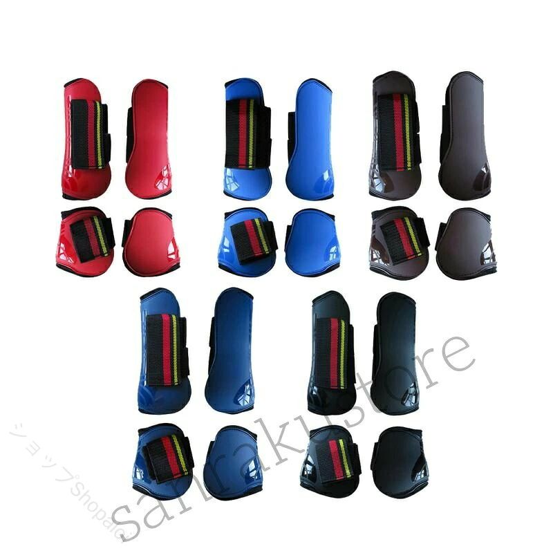 【送料無料】馬ゲートル 4ピースセット 馬腱ゲートル レッグラップ 前脚用 後脚用 ホースブーツ 乗馬 ジャンプ用 トレーニング用 サポー｜FOXBUS 店