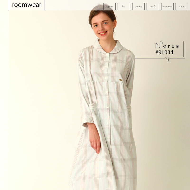 楽天市場 Narue公式 パジャマ ルームウェア レディース 春 夏 秋 可愛い ナルエー 長袖 上下セット セットアップ 前開き ガーゼ サテンダブルガーゼフェミナム 綿100 チェック 柄 サイズm L サイズフリー フリル ギフト プレゼント Narue ブルー Bu パジャマ