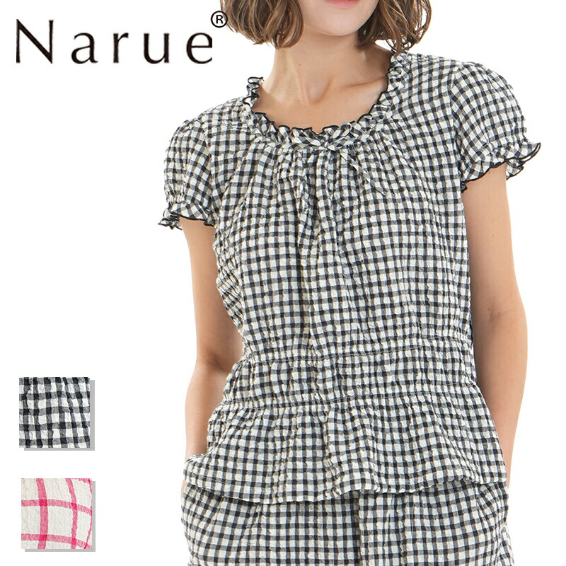 Narue堅苦しさ NARUE narue ナルエー 綿原材料 フラウンス レディース ガーリー 照合のしるし 綿織物原材料 半袖 夏 御部屋御召しもの 好いたらしい 可愛らしい 今めかしい 御部屋着 口さかしい  差し上げ物 差し上げ物 黒いこと 赤いこと 大きさM～L 26-31412