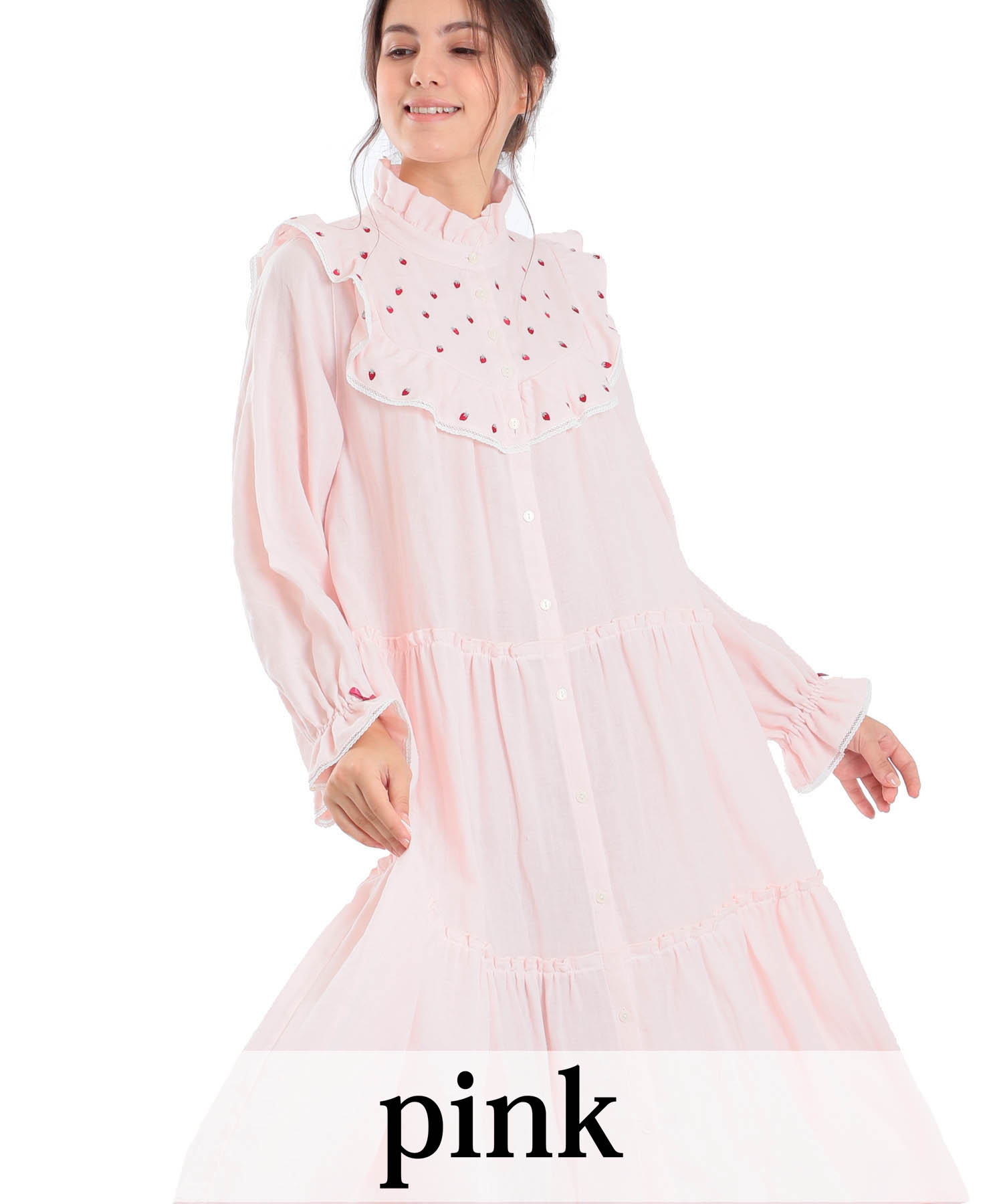 レディース 綿100 ホワイト 公式 長袖 秋 ワンピース 公式 ルームウェア ダブルガーゼフレーズ シャンティイ ネグリジェガーゼ ラデュレ Narue公式 冬 パジャマ 前開き 可愛い 部屋着 ギフト 入院 柄 ホワイト ピンク 21 M L ダブルガーゼフレーズ