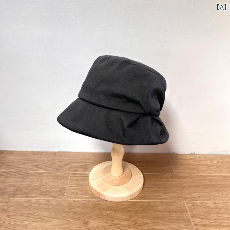 バケットハット 春夏 和風 レトロ プリーツ加工 ポリエステル 保温 防風 お手入れ簡単 カジュアル 普段使い 着回し フラットトップ 短つば 全4色