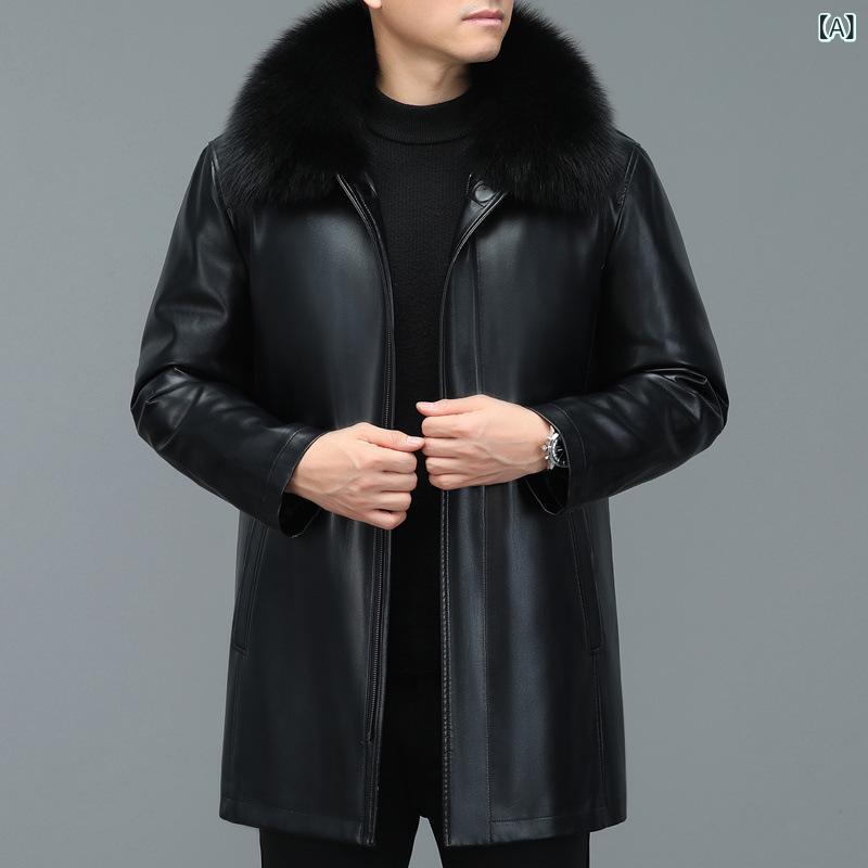 落ち込む上衣 メンズ 成人男性用 PUなめし革 ホワイトダックダウン 真っただ中丈 稲荷毛革襟 襟付き添い人 心地好い 商行為 通い 防寒 アウター 秋冬 多役立つこと衣嚢 ボンネットなし イージーケア