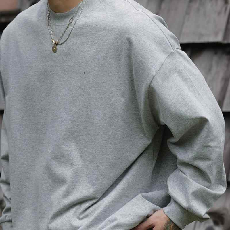 Tシャツ メンズ アメリカン レトロ ヴィンテージ プルオーバー 長袖 クルーネック 無地 コーマ綿 コットン 起毛 通気性 吸湿速乾 伸縮性 防シワ 普段使い デイリー