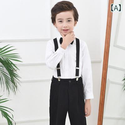 スーツ キッズ 男の子 フォーマル セットアップ 礼服 白シャツ スラックス ベスト 蝶ネクタイ サスペンダー 合唱 発表会 演奏会 結婚式 卒業式 入学式 七五三 学院風 綿 コットン