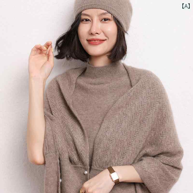 膝掛け レディース カシミール 羊毛 透かし編み パール名取り草 編み物 消音装置 袈裟 ネックウォーマー 多役立つこと 保温 ゆったり 伸び伸びする 秋冬