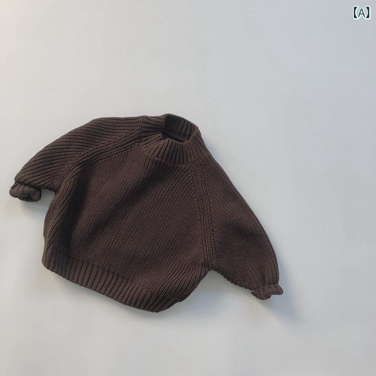 ニット キッズ 男の子 女の子 秋冬 韓国風 ナチュラル プルオーバー ハイネック 厚手 肉厚 粗編み 長袖 フェイクカシミヤ アクリル素材 柔らかい 無地 保温 防寒 普段使い 通学 カジュアル(x2)