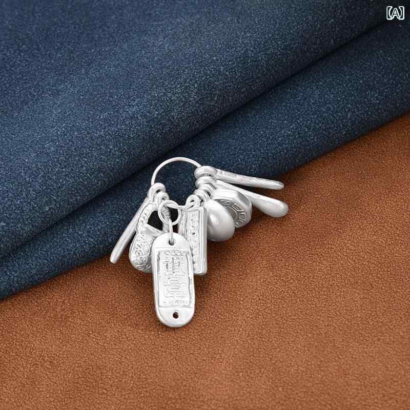チャーム キッズ ?銀 DIY 手芸 ハンドメイド アクセサリーパーツ ビーズ 隔珠 手作り ブレスレット ペンダント トップ 八宝 民族風 エスニック レトロ｜naruki