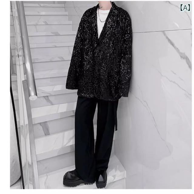背広 メンズ 成人男性用 秋冬 セットアップ ライトラグジュアリー 御前上等感 スパンコール 高座 進行係り者 演奏 告げ知らせる会 心地よい フォーマル 寄りあい ゆったり影ぼうし アセテート衣料繊維 黒いこと 赤いこと