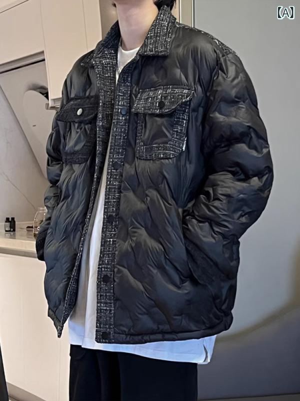 中綿ジャケット メンズ 格子柄 オーバーサイズ 厚手 高級感 秋冬 防寒 保温 ゆったり カジュアル 普段使い ペア ユニセックス アウター