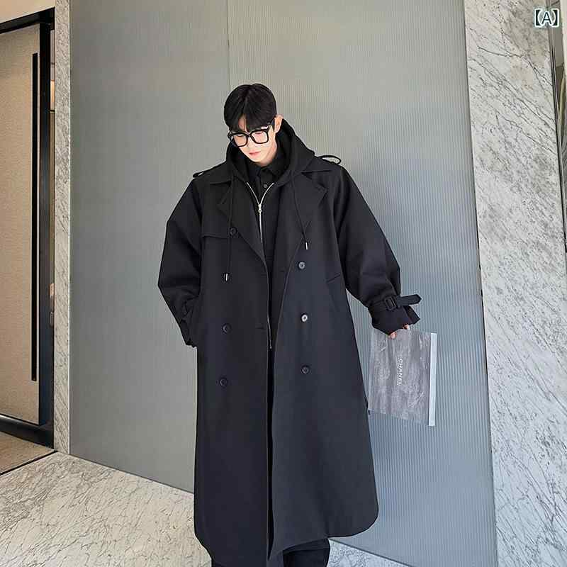 コート 男性用 女性用 カーキ トレンチコート 韓国 きれいめ 定番 オーバーサイズ ゆったり ミドル丈 ロング丈 ウエストベルト付き ダブルボタン テーラードカラー 上質 ポリエステル 厚手 カジュアル 通勤 秋冬 アウター