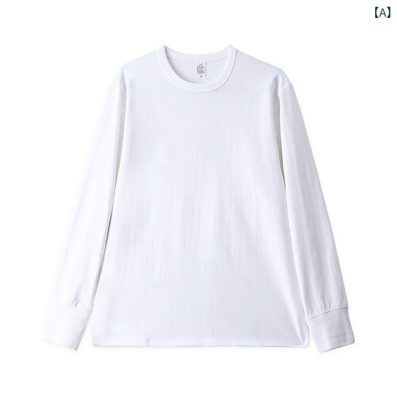 Tシャツ ユニセックス メンズ レディース ヘビーウェイト 厚手 長袖 丸首 ストレートシルエット コットン 通気性 吸湿速乾 丈夫 レトロ アメカジ カジュアル インナー トップス トレンド カップル 普段使い