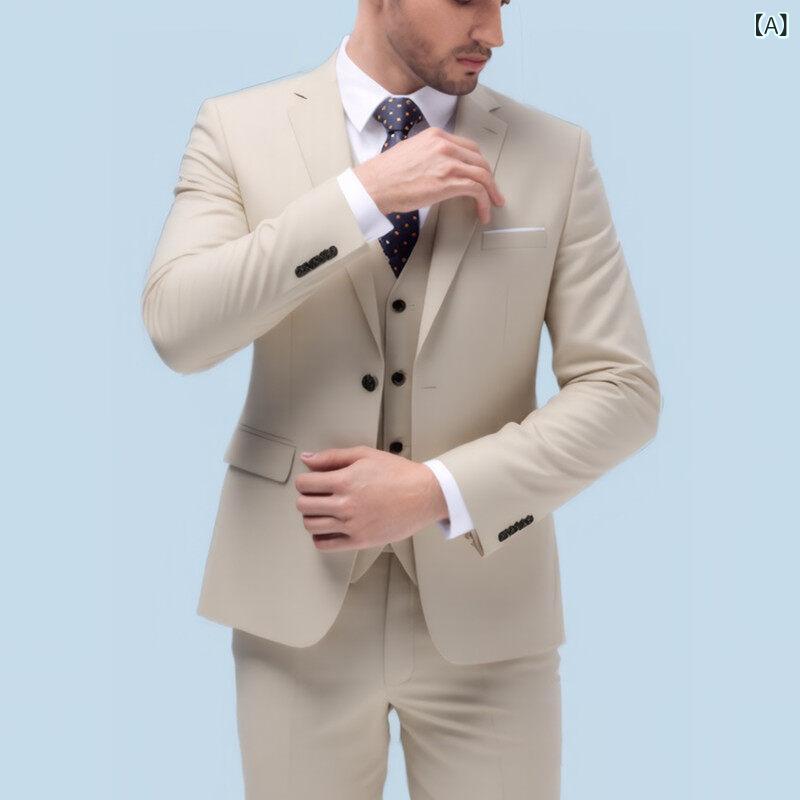 スーツ 男性用 若者 スリムフィット セットアップ 韓国 シングルボタン 2点セット 新郎 結婚式 ウェディング パーティー フォーマル ビジネス 紳士 春 ポリエステル混紡