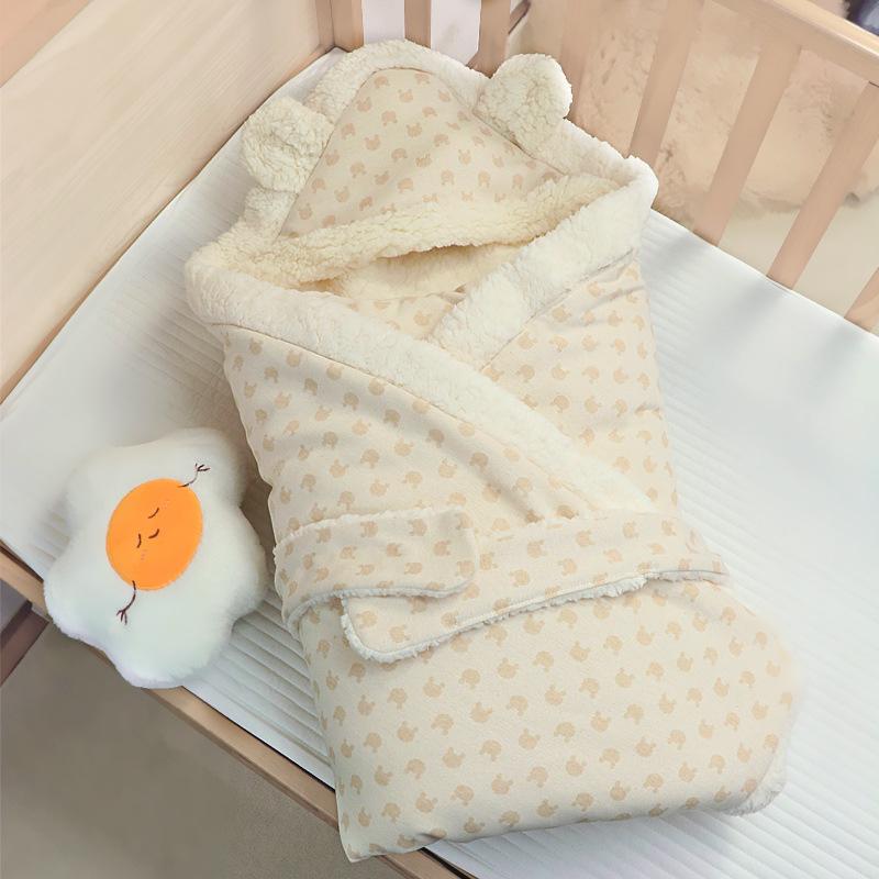 ベビーおくるみ 新生児 ベビー 秋冬 オーガニックコットン 綿 厚手 毛布 ブランケット 裏起毛 カラフル ストライプ柄 やわらか 暖かい 寝かしつけ 防寒 4,436円